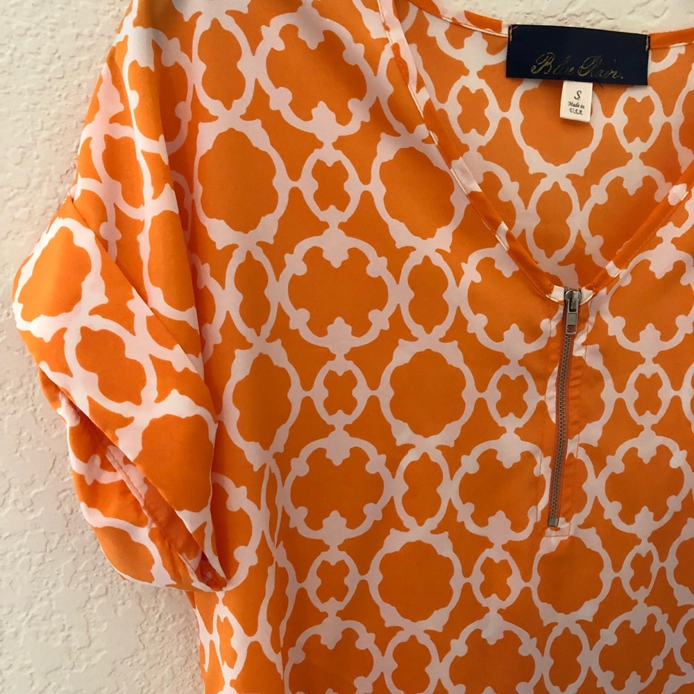 Orange & White Blouse